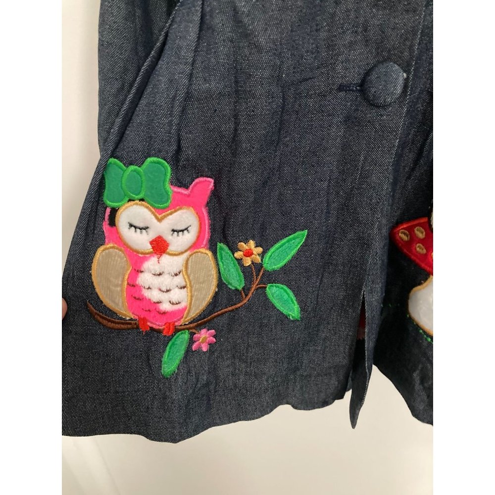 Maria Elena Girls Button Down Hooded Embroidered Jacket, Navy, 2T - Picture 2 of 4